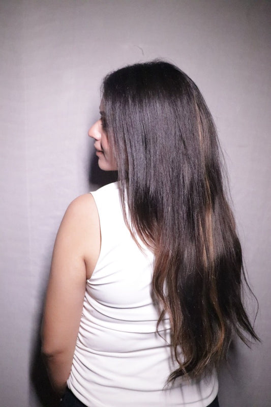 Highlighted hair extensions crimped volumizer