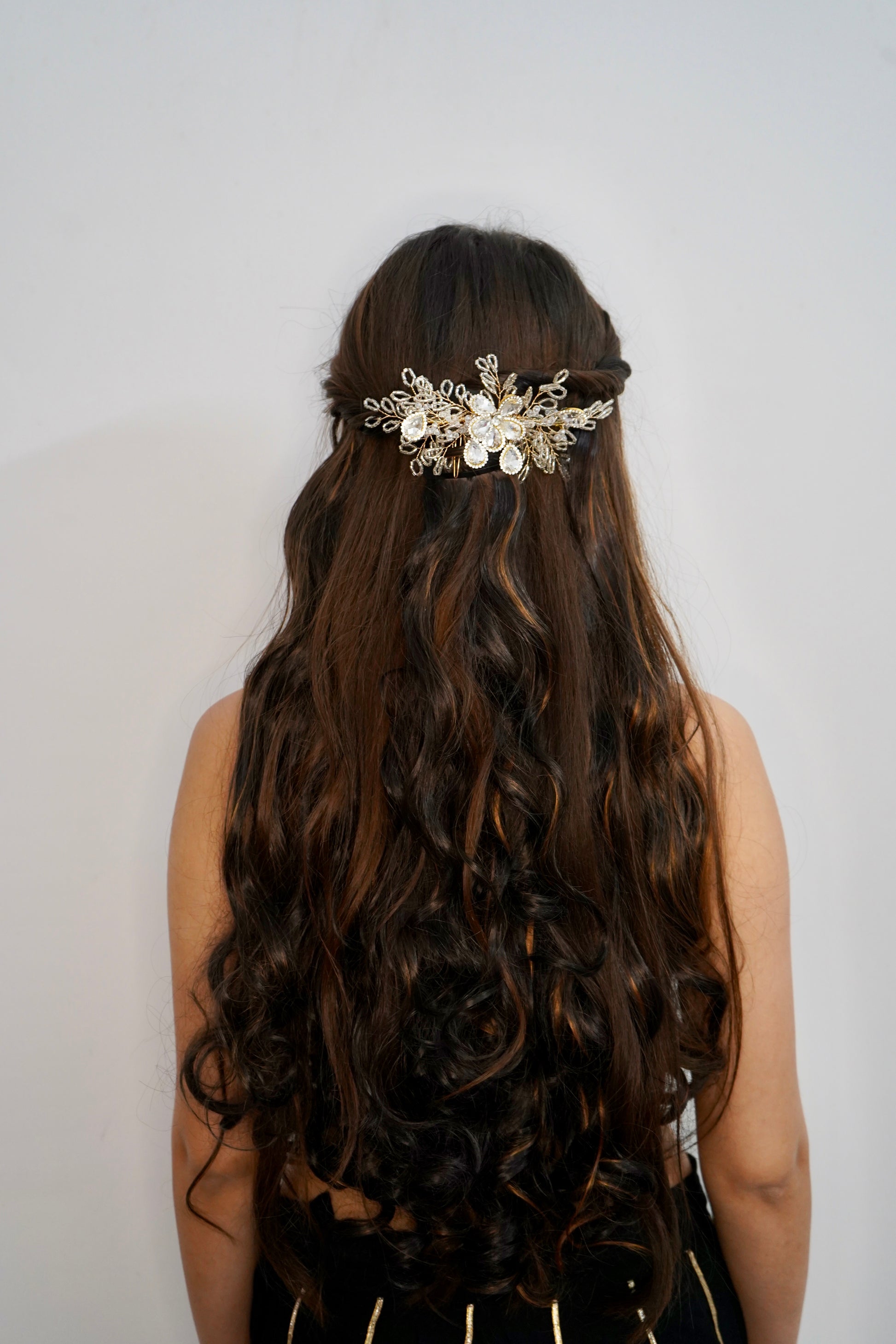 Embellished flower hair brooch bridal accessory