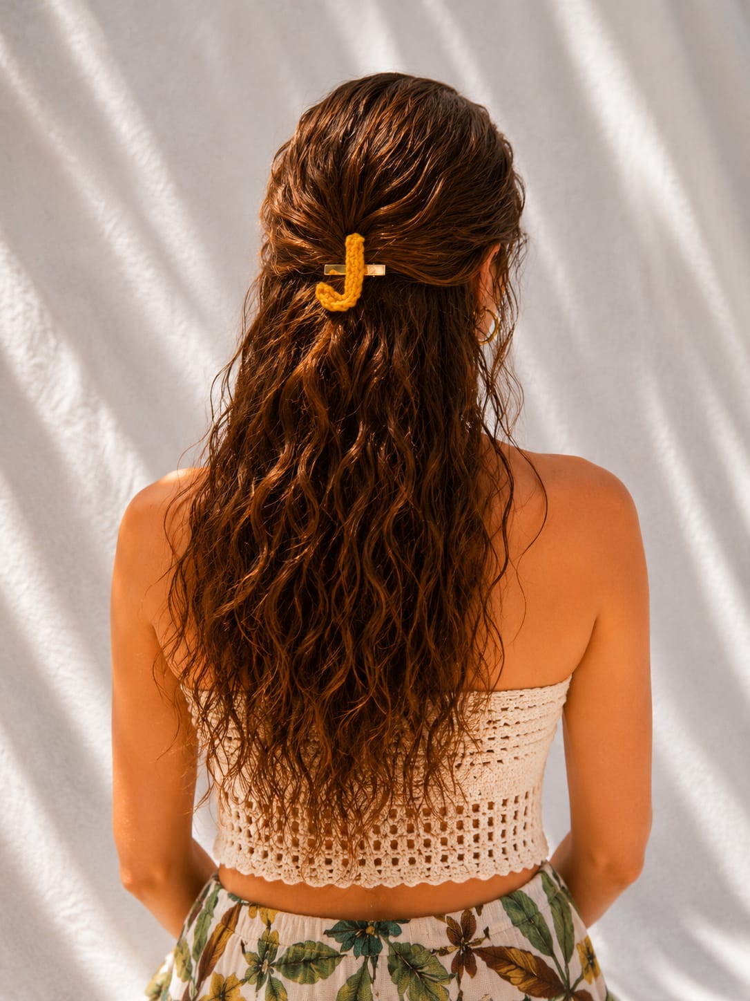 Handmade Crochet J Letter Hair Clip – Personalized Alphabet Hair Accessory